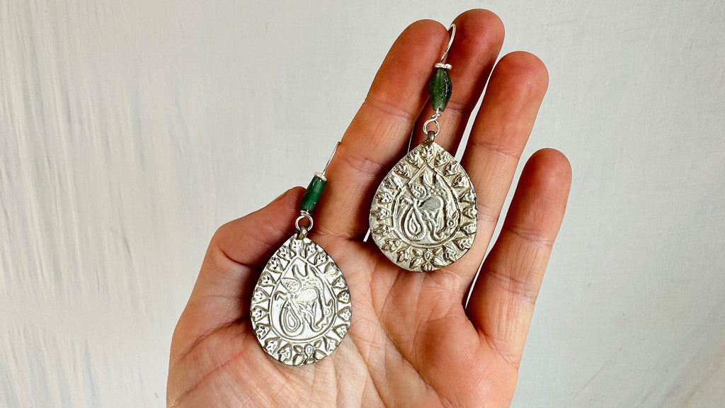 Kuchi Earrings from Old Molds. Silver Plated. Silver Ear Wires. 1166