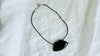Obsidian Adze Pendant Necklace. Leather & Sterling Silver. 2552