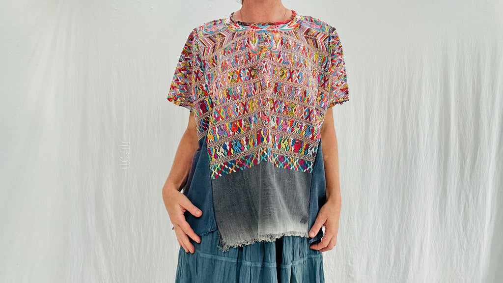 Vintage San Juan Cotzal Guatemala Huipil. Mayan. 4397