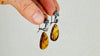 Amber & Sterling Silver Cast Hands Earrings. 0278