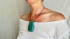 Large Amazonite Pendant. Leather & Silver Cord