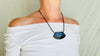 Obsidian Adze Pendant Necklace. Leather & Sterling Silver. 2262