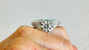 Natural Turquoise Cocktail Ring. Oversized Sterling Silver Designer Ring. Botanicals. Size 6. 2388