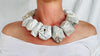 White Mexican Agate Necklace. Handmade Sterling Silver Designer Jewelry. Statement Necklace.