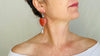 Red Jasper Heart Earrings. Monte Alban Bells Sterling Silver. 2584