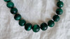 Malachite Long Necklace. Graduated Spheres Beaded Necklace. 0566