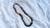 Long Amber Beaded Necklace with Sterling Silver. Graduated. Knotted. 2883.