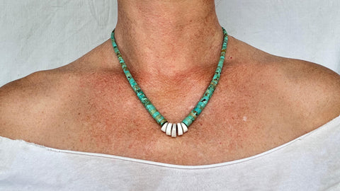 Natural Turquoise Necklace. Santo Domingo. Kewa. Native American.