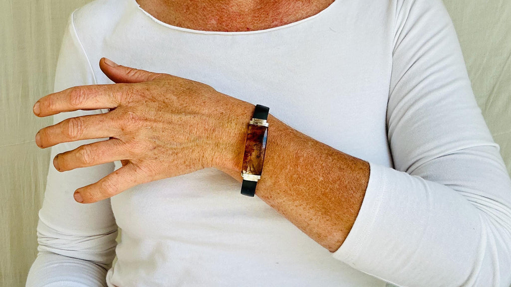 Amber & Silver Bracelet. Mexican Amber. Men's Gift. 0408