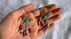 Vintage Uzbek Filigree Earrings. Vermeil. Bukhari. Pearls & Semi-Precious Stones. 2140