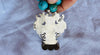 Vintage Mexican Cross Pendant on Turquoise Necklace. Gold Plated Silver. Mexico. Frida Kahlo