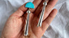 Natural Turquoise Earrings with Squash Blossoms. Sterling Silver. 2147