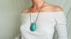 Large Amazonite Pendant Silver Chain. Sterling Silver. 2502