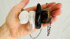 Amber & Quartz Skull Necklace. Handmade Designer Sterling Silver Chain. Maximalist Jewelry. 2449