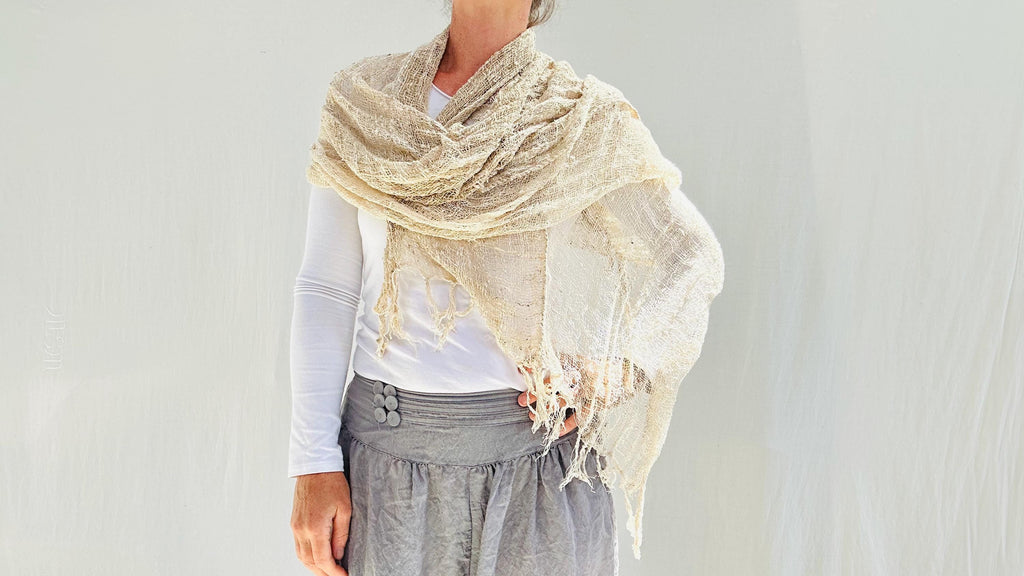 Wild Silk Shawl. Gosamer Handspun Silk from Madagascar.