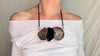 Ammonite and Smoky Quartz Necklace. Sterling Silver & Leather. 0625