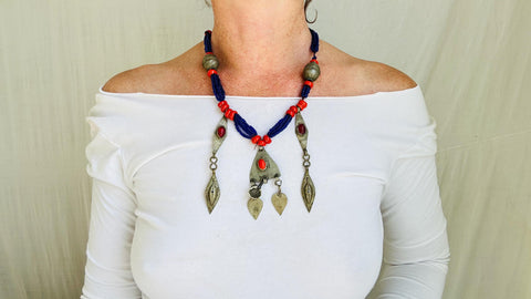 Turkmen Multi-Strand Tribal Beaded Necklace.