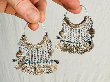 Vintage Uzbek Bukhara Silver Earrings. Very Rare Sterling Silver Treasures. 4182