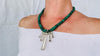 Malachite & Squash Blossom Necklace. Sterling Silver and Natural Malachite. Handmade Designer Jewelry. 4406