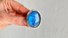 Fiery Oversized Labradorite Ring. Gorgeous Blue. Size 6. ***Scratch & Dent***