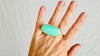 Oversized Chrysoprase Cocktail Ring. Gorgeous Green Color. Adjustable Band. Handmade Sterling Silver Jewelry.