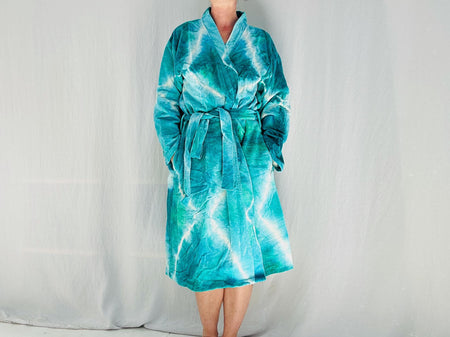 Cotton Velvet Tie Dyed Robe. Luxe Robe. 100% Cotton. One size.