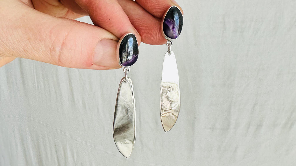 Sugilite and Sterling Silver Earrings. Handmade designer jewelry. Atelier Aadya. 2201