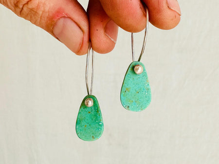 Santo Domingo Pueblo Turquoise Earrings. Kewa. Native American. 4325