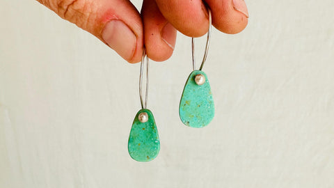 Santo Domingo Pueblo Turquoise Earrings. Kewa. Native American. 4325