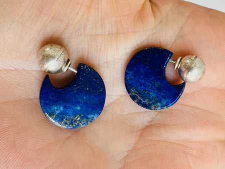 Lapis Lazuli Flat Hoop Earrings. Atelier Aadya. 2632