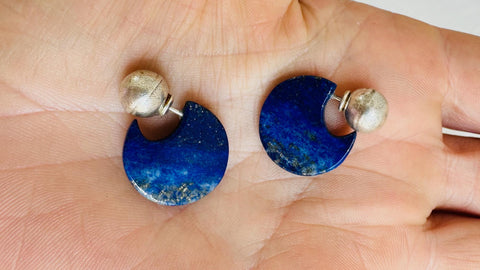 Lapis Lazuli Flat Hoop Earrings. Atelier Aadya. 2632