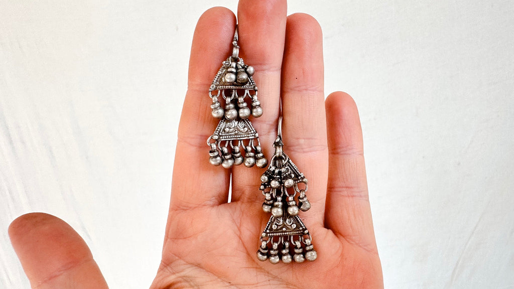 Sterling Silver Tribal Earrings Rajasthan. India. 1039