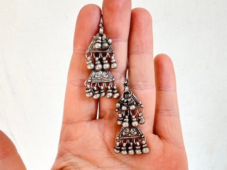 Sterling Silver Tribal Earrings Rajasthan. India. 1039