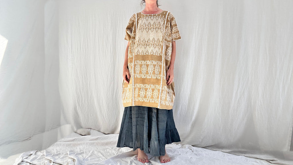 Hand Woven Amuzgo Huipil Dress. Guerrero, Mexico. Rare. 0536