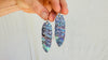 Carved Abalone Feather Earrings. Exact Pair. Paua and Sterling Silver Jewelry. 2733