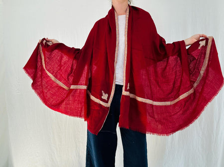 Hand Embroidered Pashmina Shawl. Very Fine Embroidery and SUPER Soft!