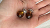 Large Amber Barbell Earrings. Double Sided. 2078