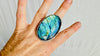 Labradorite Botanicals Ring. Gorgeous Turquoise Blue Stone Jewelry. Size 8. 4131