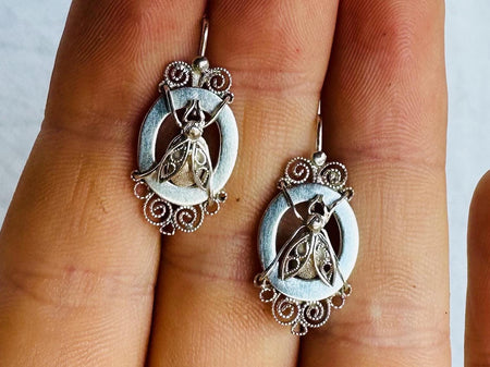 Oaxacan Insect Filigree Earrings. Sterling Silver. Bees. Mexico. Frida Kahlo. 412