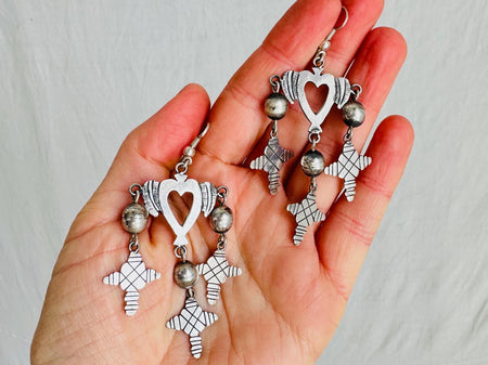 Cruz de Yalalag Earrings. Sterling Silver. Oaxaca, Mexico. Frida Kahlo.
