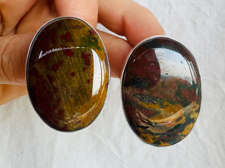 Asymm Jasper Earrings. Handmade Sterling Silver Jewelry. 3014