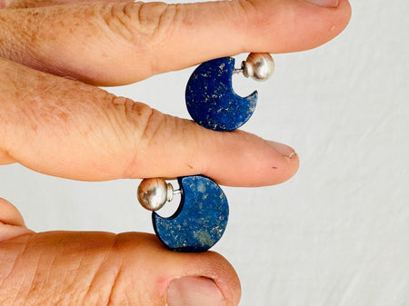 Lapis Lazuli Flat Hoop Earrings. Atelier Aadya. 4287