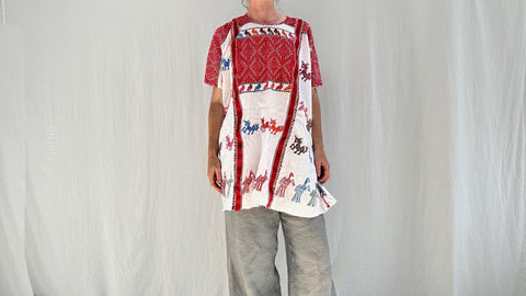 Nasavi Mixteco Huipil with Animals. Handwoven in Guerrero, Mexico.