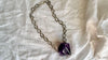 Huge Amethyst Pendant Necklace. Chunky Silver Chain. Sterling Silver. 2227