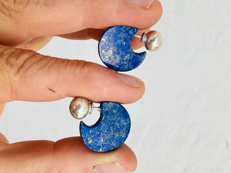 Lapis Lazuli Flat Hoop Earrings. Atelier Aadya. 4288