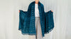 Indigo Silk & Wool Scarf and Shawl. Mirrorwork. Handwoven, Hand Dyed.