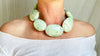 Carribean Calcite Beaded Necklace. Chunky Ovals. Sterling Silver. 1411