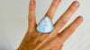 Rainbow Moonstone Cocktail Ring. Oversized Sterling Silver Designer Ring. Botanicals. Size 9. 4621