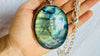 Labradorite Pendant Necklace. Heavy Sterling Silver Chain. 4447