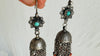 Vintage Uzbek Earrings. Jhumkas with Turquoise and Coral Earrings. Handmade Sterling Silver. 2532